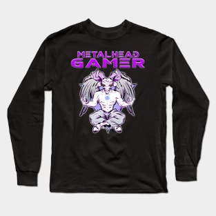 Metalhead Gamer Baphomet Meditate Purple Long Sleeve T-Shirt